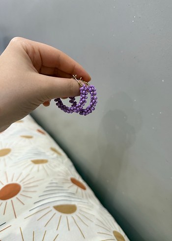 Mor Boncuklu Mini Bohem Küpeler - Görsel 3