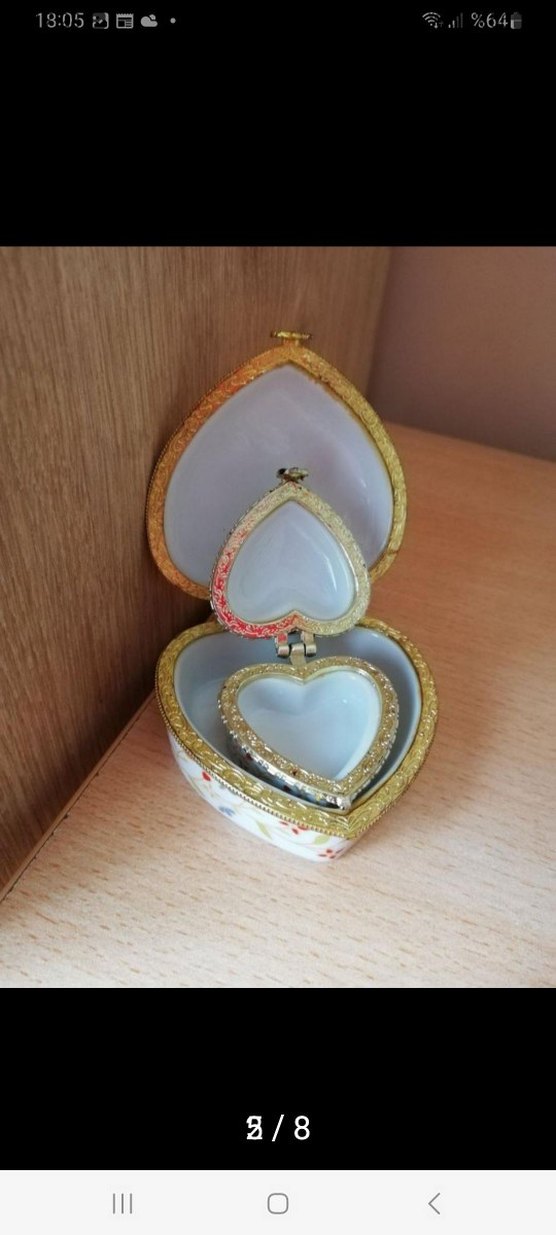 Vintage Dantel Desenli Çiçekli Kalp Kutular - Görsel 2