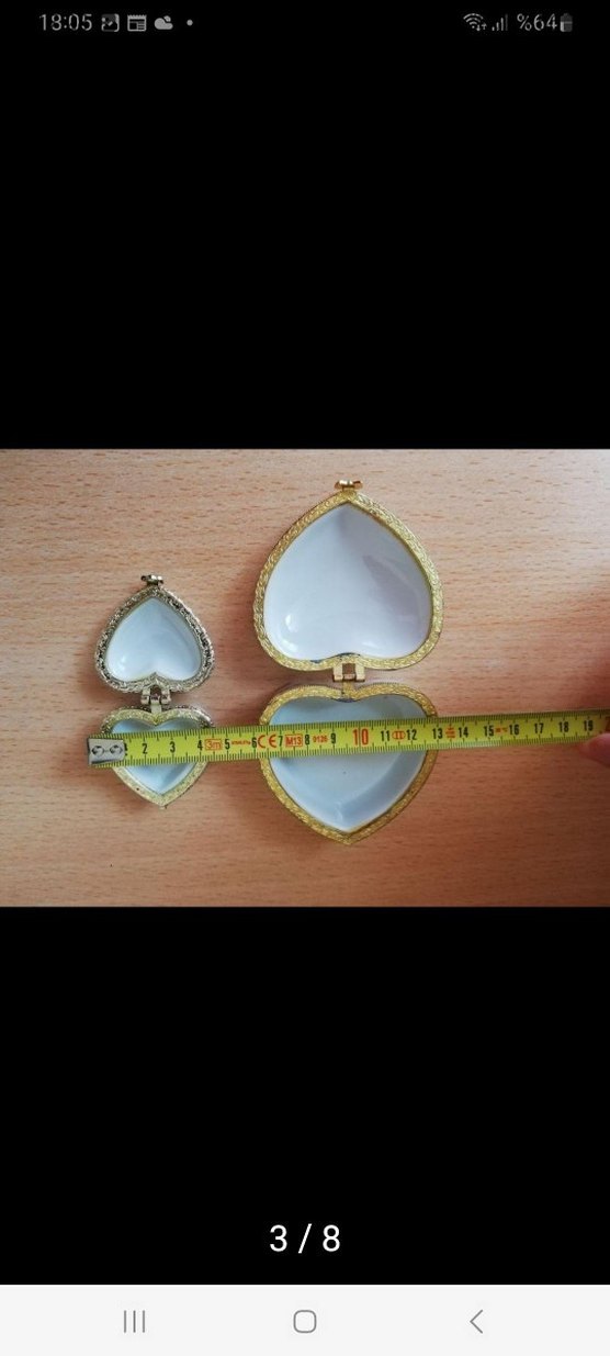 Vintage Dantel Desenli Çiçekli Kalp Kutular - Görsel 3