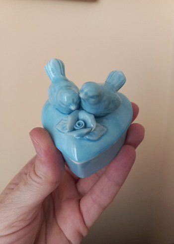 Turkuaz Kuşlu Kalp kutusu - Görsel 2