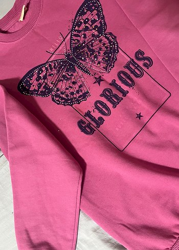 Pembe Baskılı Çocuk Sweatshirt - Görsel 3