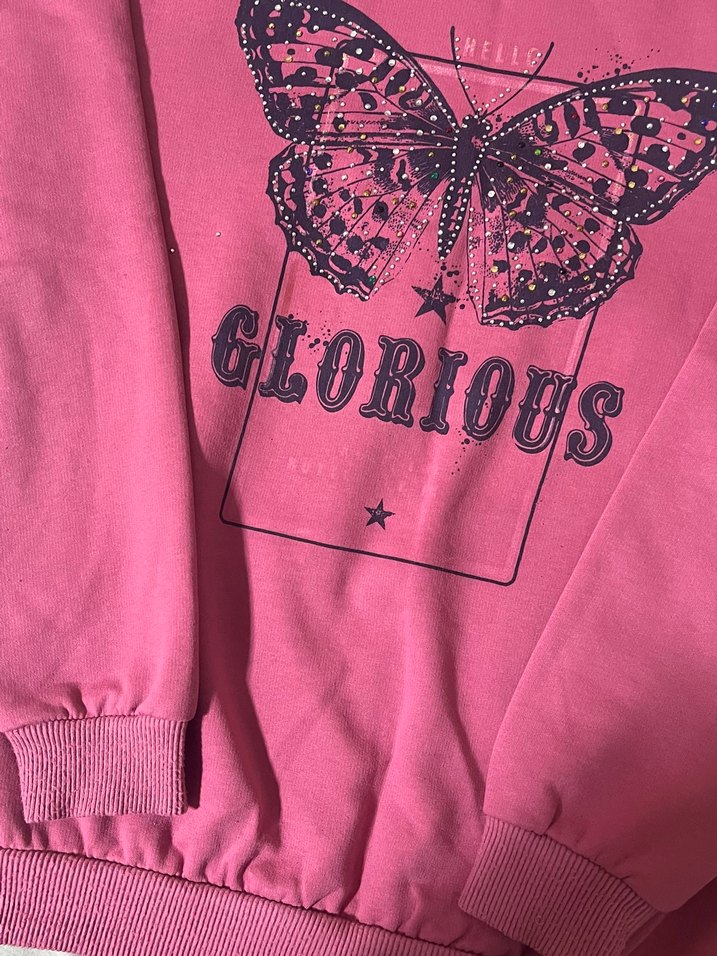 Pembe Baskılı Çocuk Sweatshirt - Görsel 2