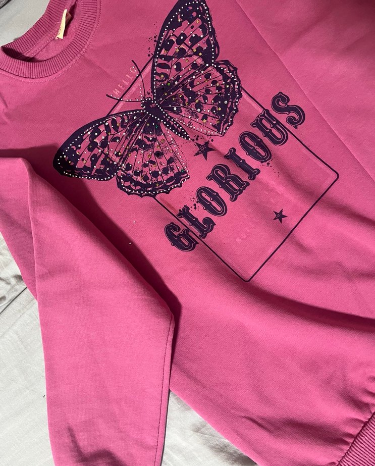 Pembe Baskılı Çocuk Sweatshirt - Görsel 3