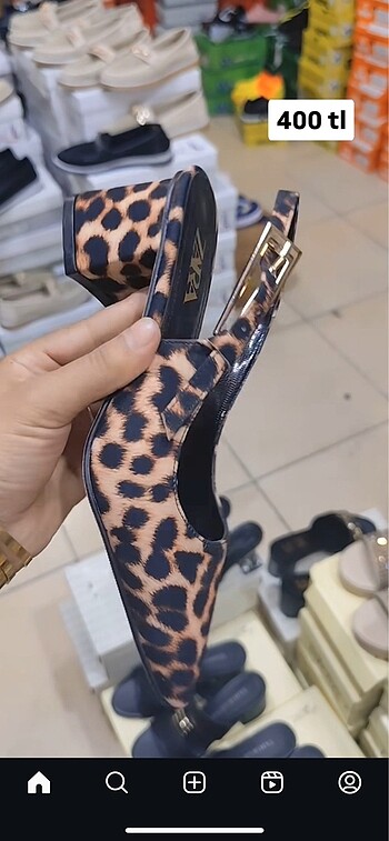 Zara Zara leopar kısa topuklu ayakkabı