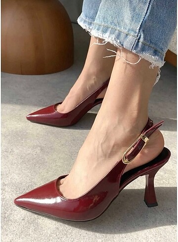 Bordo topuklu ayakkabı