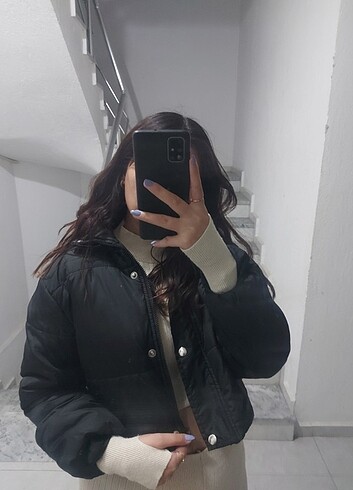 Diğer Siyah kısa şişme mont