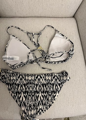 Forever 21 İnce Askılı Zebra Desenli Boncuklu Bikini