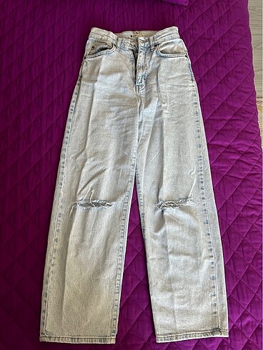 Wide leg açık renk jean