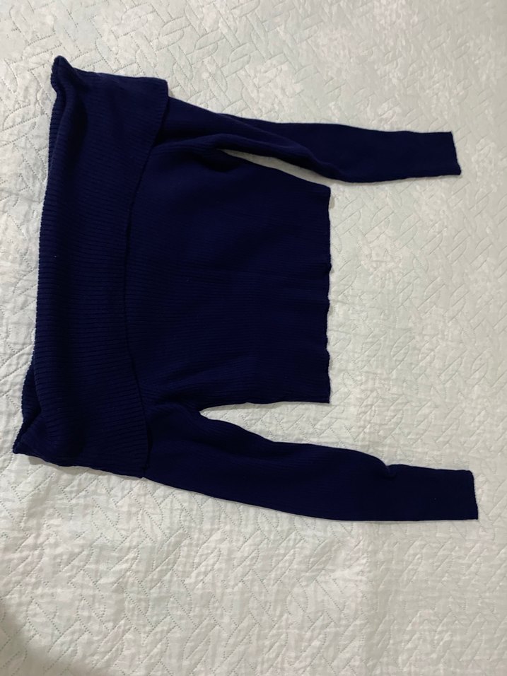 Kadın Lacivert Boğazlı Triko Kazak - Görsel 2