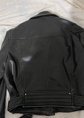 Zara Siyah Deri Biker Ceket - Görsel 3