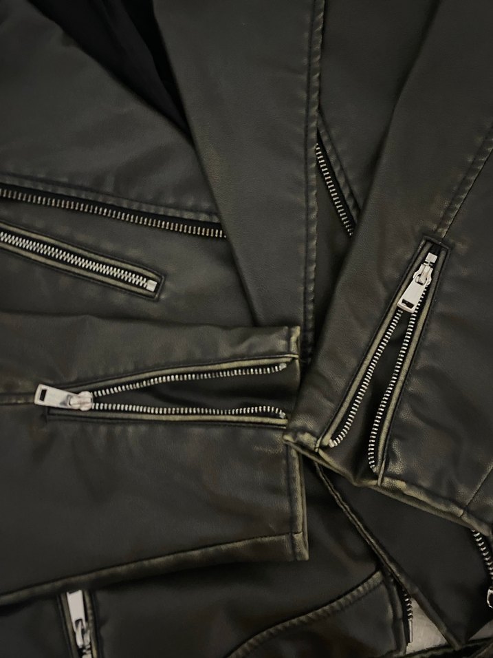 Zara Siyah Deri Biker Ceket - Görsel 2