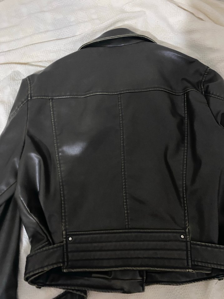 Zara Siyah Deri Biker Ceket - Görsel 3