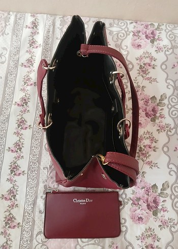 Bordo renk bayan kol çantası - Görsel 16