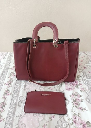 Bordo renk bayan kol çantası - Görsel 12