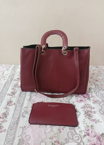 Bordo renk bayan kol çantası - Görsel 17