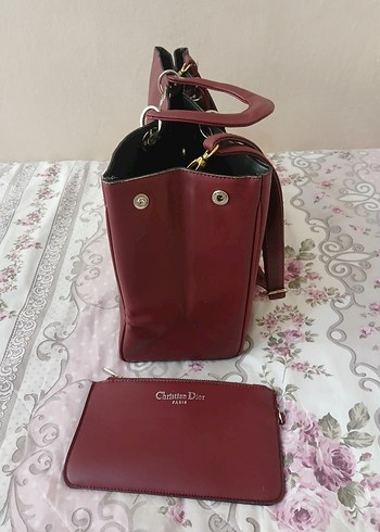 Bordo renk bayan kol çantası - Görsel 7