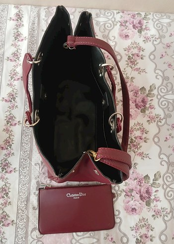 Bordo renk bayan kol çantası - Görsel 19