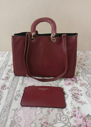 Bordo renk bayan kol çantası - Görsel 13