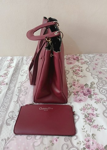 Bordo renk bayan kol çantası - Görsel 11