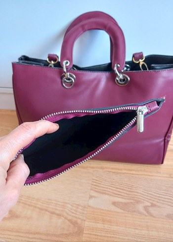 Bordo renk bayan kol çantası - Görsel 3