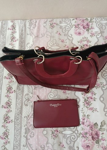 Bordo renk bayan kol çantası - Görsel 9