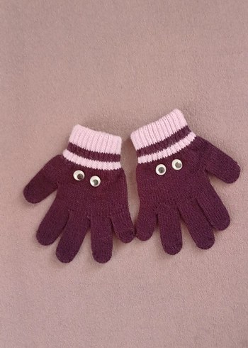 Sevimli Göz Detaylı Mor Çocuk eldiveni - Görsel 10