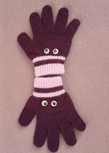 Sevimli Göz Detaylı Mor Çocuk eldiveni - Görsel 15