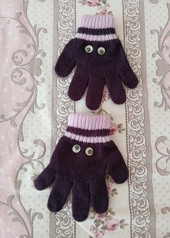 Sevimli Göz Detaylı Mor Çocuk eldiveni - Görsel 18