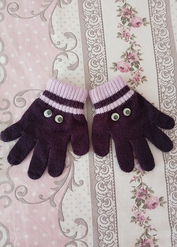 Sevimli Göz Detaylı Mor Çocuk eldiveni - Görsel 16