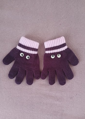 Sevimli Göz Detaylı Mor Çocuk eldiveni - Görsel 20