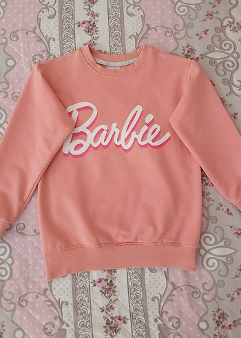 Pembe Barbie Baskılı Kız Sweatshirt 7 8 yaş - Görsel 12