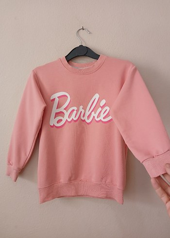 Pembe Barbie Baskılı Kız Sweatshirt 7 8 yaş - Görsel 8