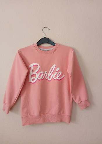 Pembe Barbie Baskılı Kız Sweatshirt 7 8 yaş - Görsel 10