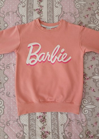 Pembe Barbie Baskılı Kız Sweatshirt 7 8 yaş - Görsel 14
