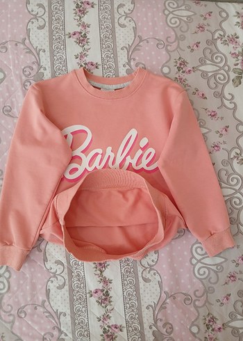 Pembe Barbie Baskılı Kız Sweatshirt 7 8 yaş - Görsel 20
