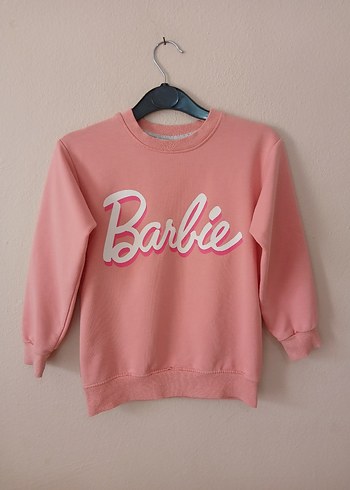 Pembe Barbie Baskılı Kız Sweatshirt 7 8 yaş - Görsel 5