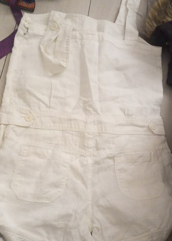 Kızlar için beyaz keten tulum - Görsel 3