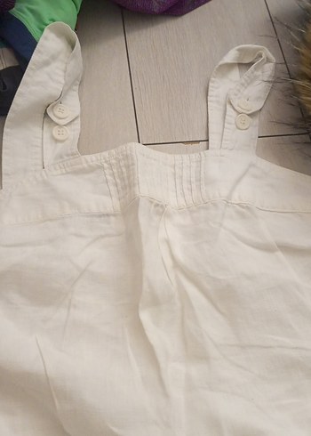 Kızlar için beyaz keten tulum - Görsel 2