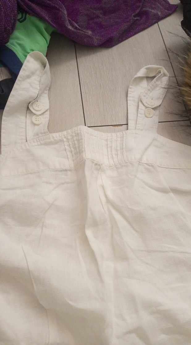 Kızlar için beyaz keten tulum - Görsel 2