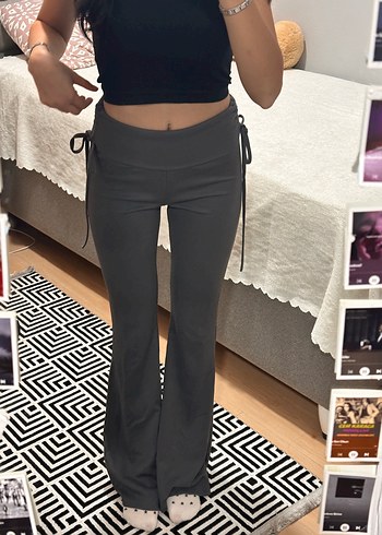 Trendyol & Milla Gri Beli Bağcıklı Pantolon