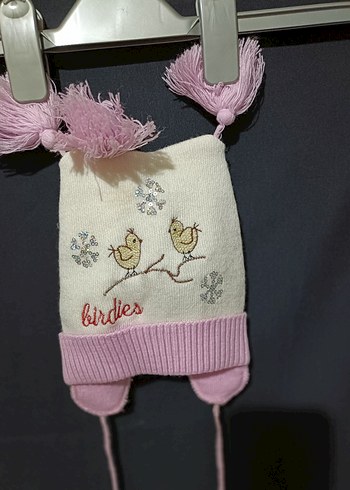 Nakışlı Pembe Örgü Çocuk Bere