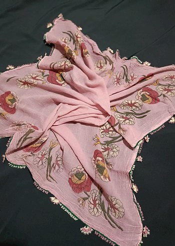 Pembe Bohem Çiçek Desenli Kadın Fuları - Görsel 2