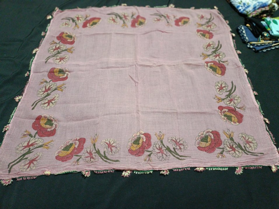 Pembe Bohem Çiçek Desenli Kadın Fuları - Görsel 3