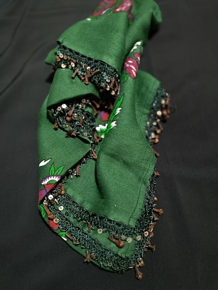 Boncuk İşlemeli Yeşil Bohem Kadın Fuları - Görsel 5