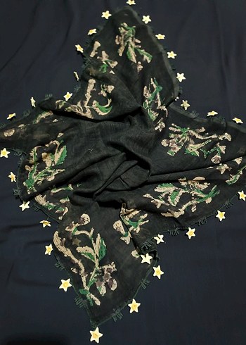 Sarı Dantel Detaylı Kadın Şal - Görsel 4