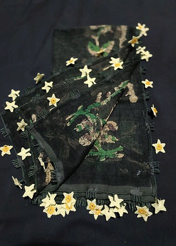 Sarı Dantel Detaylı Kadın Şal - Görsel 6