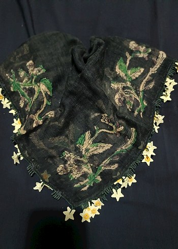 Sarı Dantel Detaylı Kadın Şal - Görsel 2