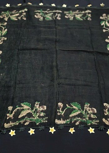 Sarı Dantel Detaylı Kadın Şal - Görsel 3