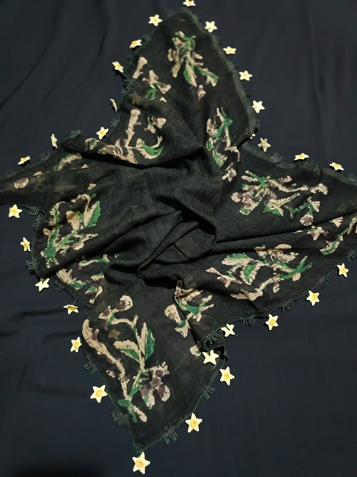 Sarı Dantel Detaylı Kadın Şal - Görsel 4