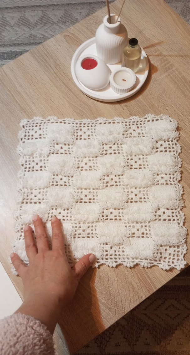 El Yapımı Bohem beyaz püsküllü lif - Görsel 2